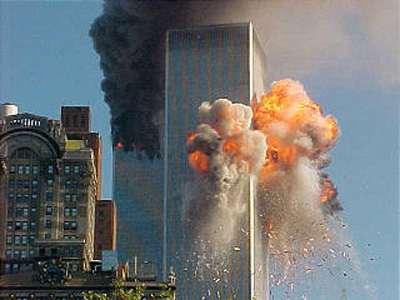 how did twin towers collapse. Planes Hitting Twin Towers