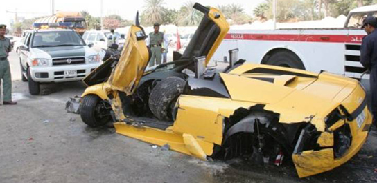 Lamborghini Murcielago Roadster and BMW collide auto wreck
