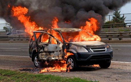 burning car or SUV